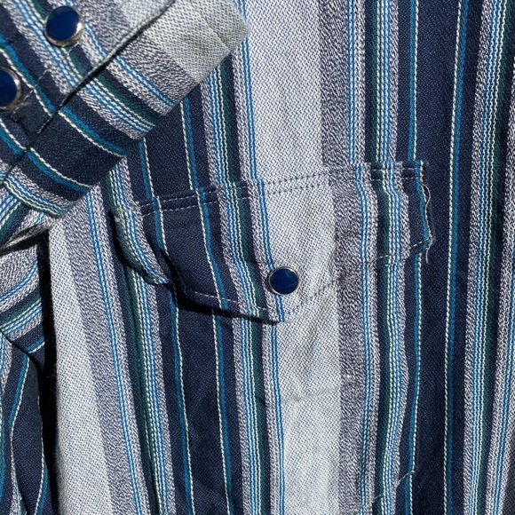 Vintage PERFECT Wrangler Mens Mixed Stripe SZ 16.5 - Picture 3 of 3